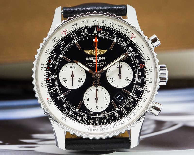 Breitling Navitimer 01 Chronograph Black Dial Black Leather