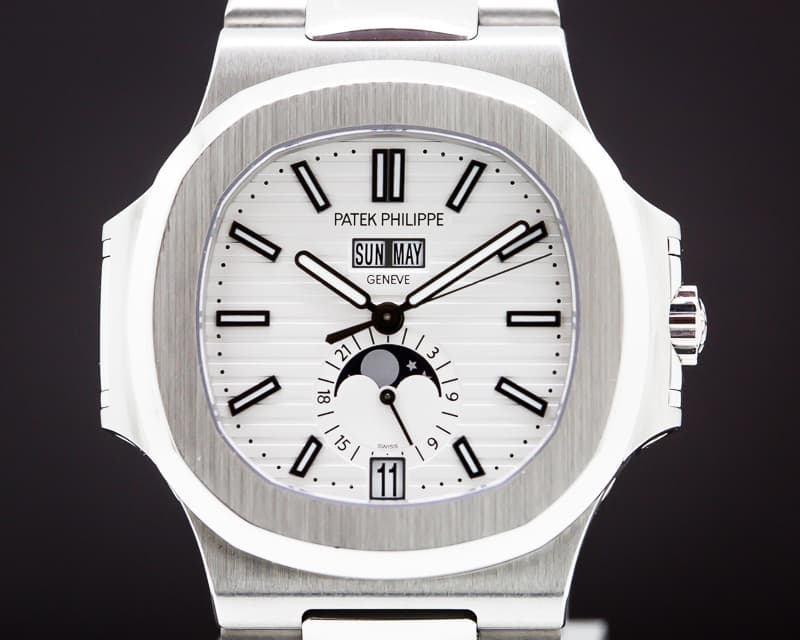 Patek Philippe Nautilus Annual Calendar Moon White Dial SS / SS