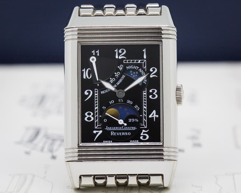 Jaeger LeCoultre Reverso Sun Moon 18K White Gold Black Dial