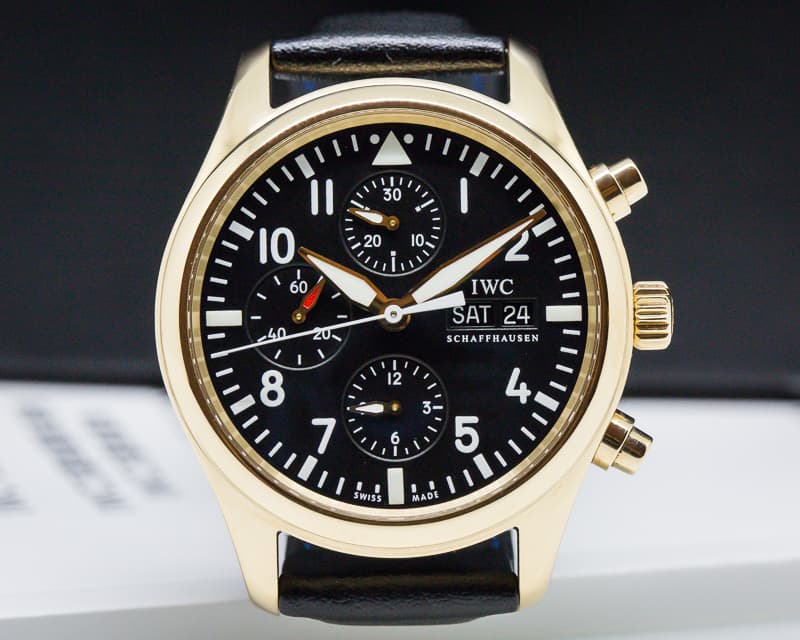IWC Pilot Chronograph Black Dial Rose Gold 