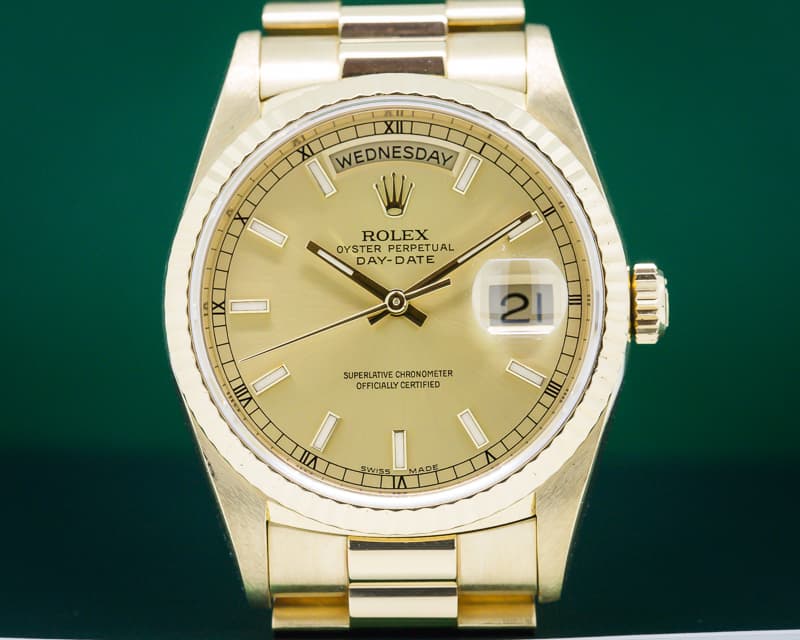 Rolex Day Date President Champagne Dial 18K Yellow Gold 