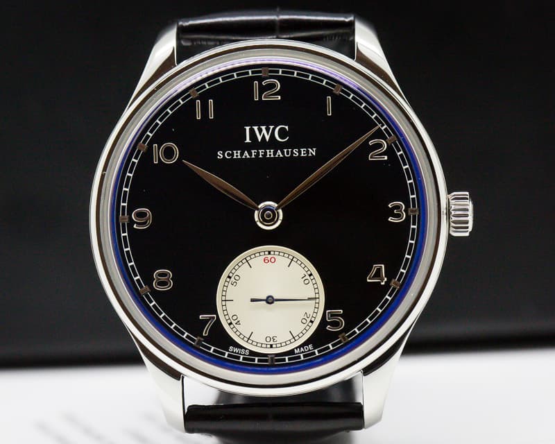 IWC Portuguese Hand Wound SS Black Dial 