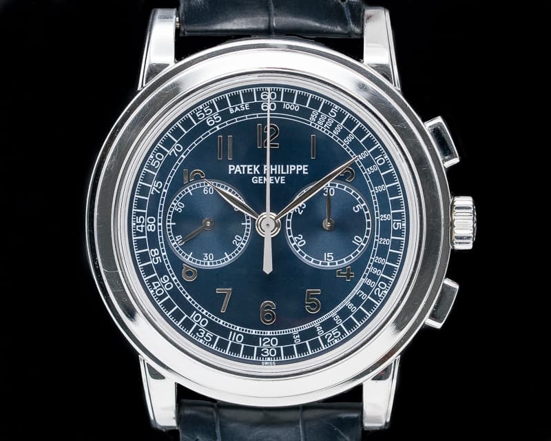 Patek Philippe 5070 Platinum Blue Dial Chronograph UNPOLISHED 