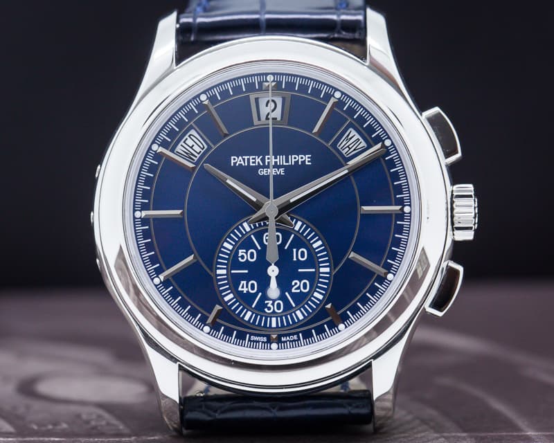 Patek Philippe Chronograph Annual Calendar Platinum / Blue Dial DEPLOYANT 