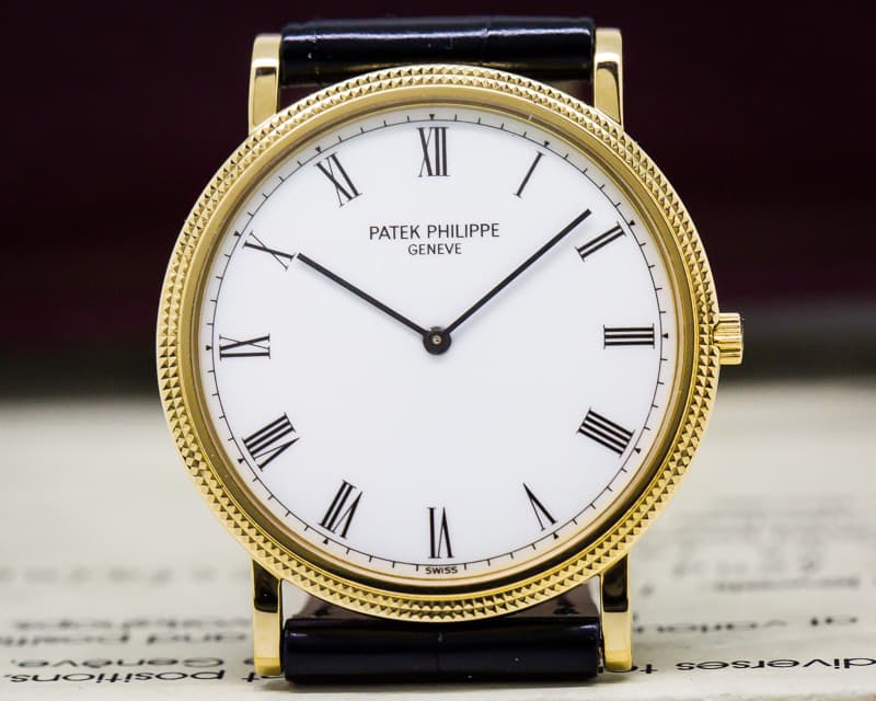 Patek Philippe Calatrava 18K Yellow Gold Manual Wind Silver Roman Dial