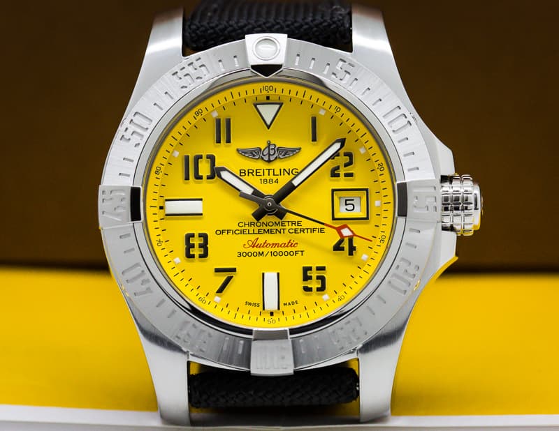 Breitling Avenger II Seawolf SS / Yellow Dial 