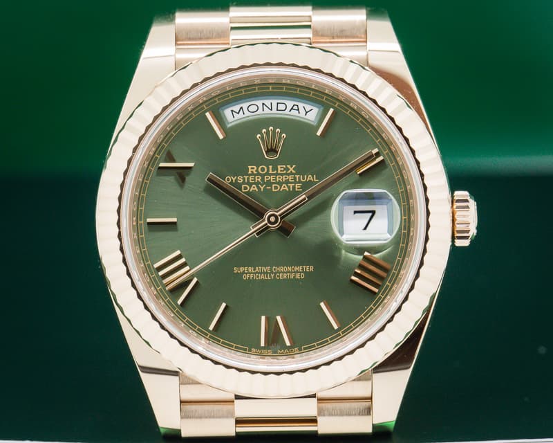 Rolex Day Date Presidential Everose Gold Green Dial 40MM 
