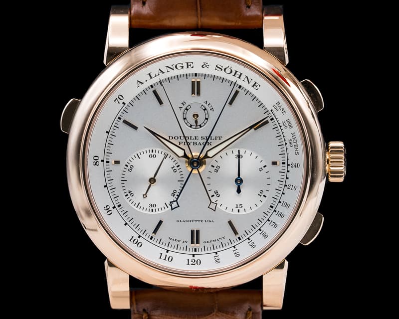 A. Lange and Sohne Double Split Silver Dial Rose Gold 