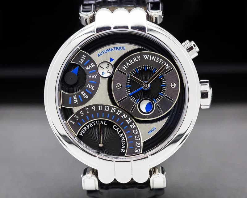 Harry Winston Premier Excenter Double Retrograde Perpetual Calendar 18K White Gold