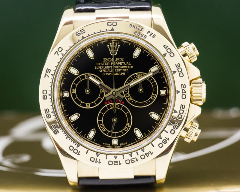 Rolex Daytona Black Dial 18K / Alligator 