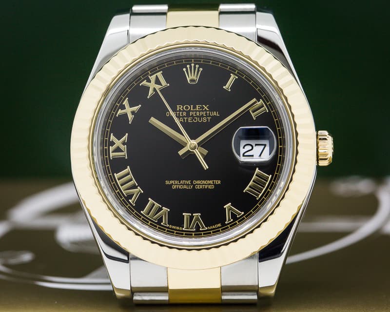 Rolex Datejust II 18K / SS Black Roman Dial 
