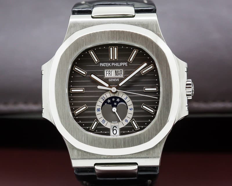 Patek Philippe Nautilus Annual Calendar Moon SS Grey Dial 