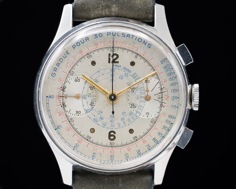 Anonymous Vintage Oversized Chronograph Unsigned Dial SS