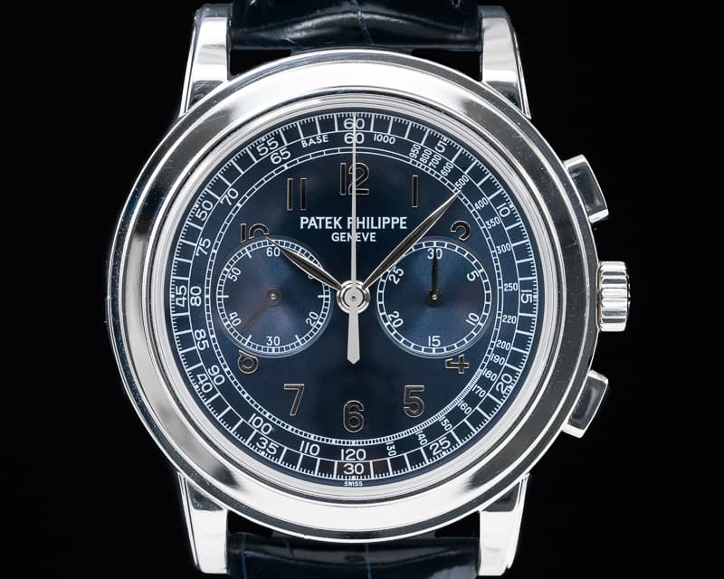 Patek Philippe 5070 Platinum Blue Dial Chronograph UNPOLISHED 