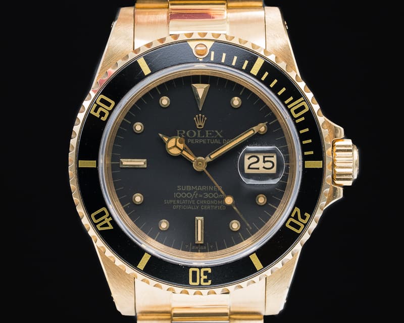 Rolex Submariner Black Nipple Dial 18K / Yellow Gold Bracelet EXCELLENT