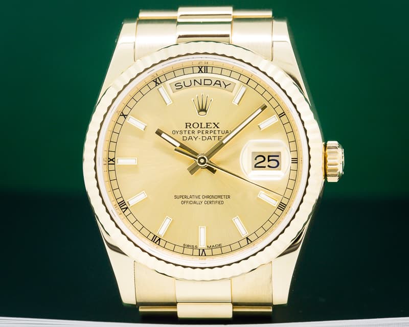 Rolex Day Date President Champagne Dial 18K Yellow Gold 
