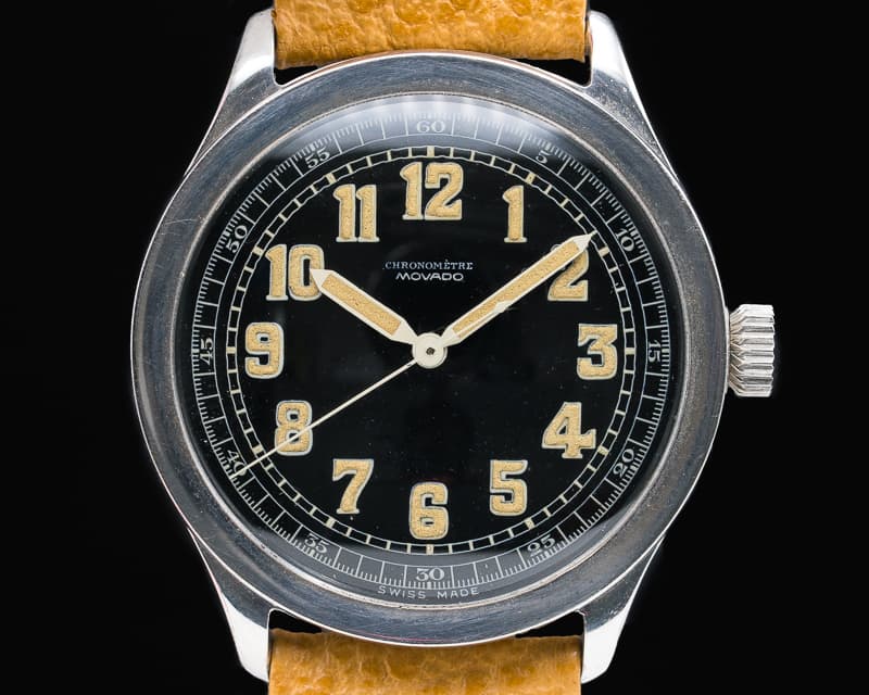 Movado Oversized Movado Chronometre Black Luminous Dial RARE