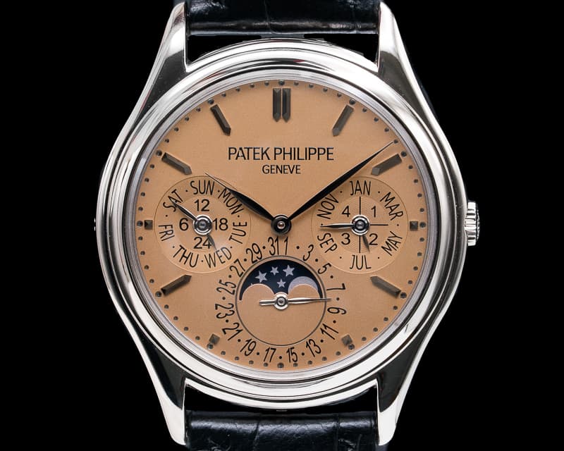 Patek Philippe Perpetual Calendar SALMON DIAL 18K White Gold EXTREMELY RARE 