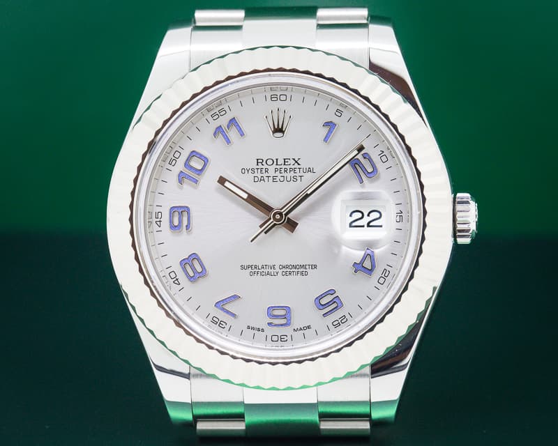 Rolex Datejust II Silver Dial Blue Arabic SS