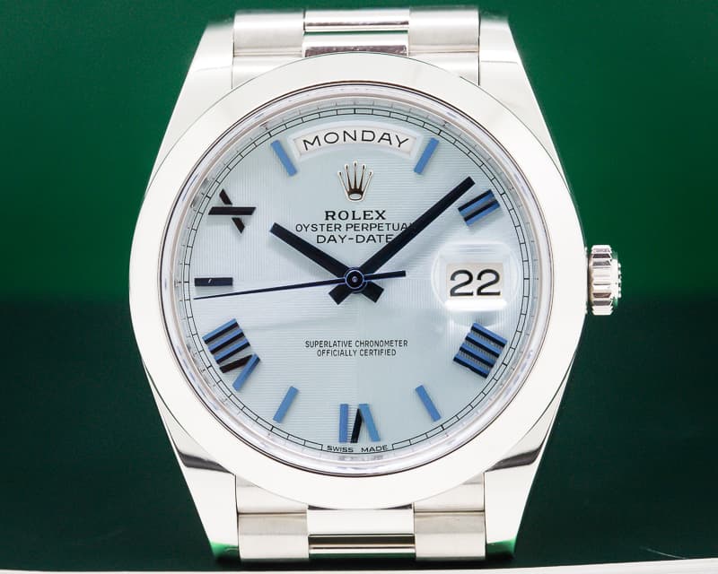 Rolex Day Date Platinum Blue Dial Roman Numeral 40MM