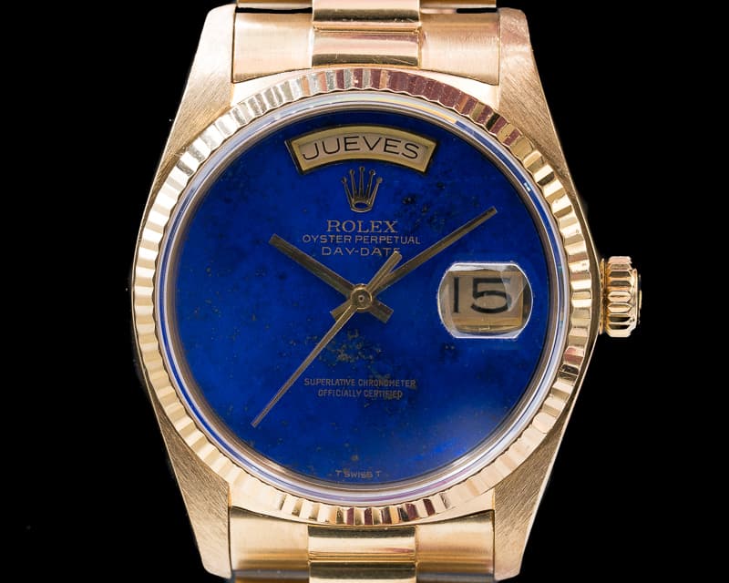 Rolex Day Date BLUE LAPIS Dial Yellow Gold / FULL SET 