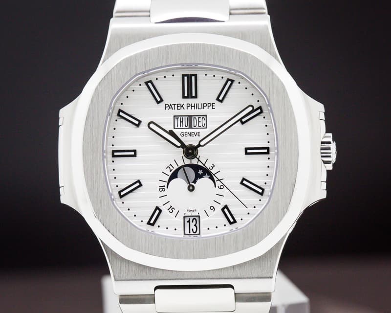 Patek Philippe Nautilus Annual Calendar Moon White Dial SS / SS