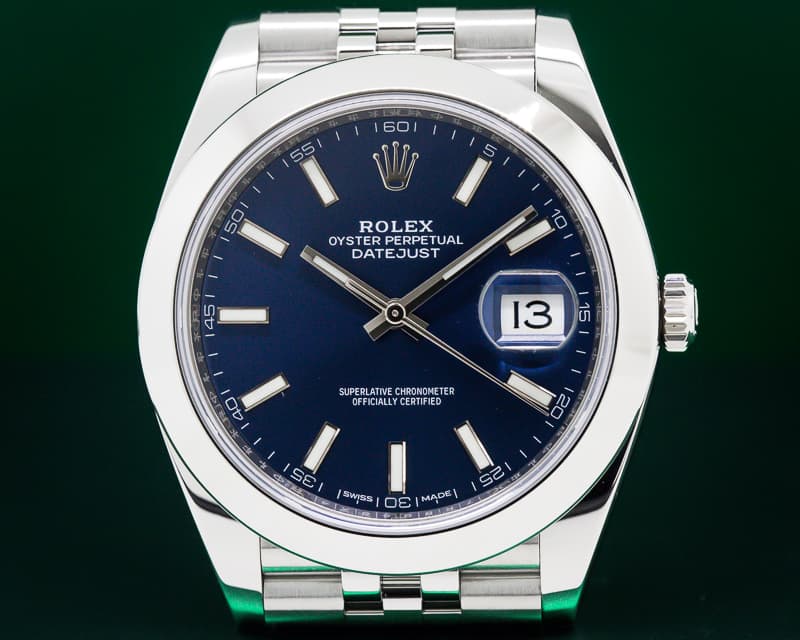 Rolex Datejust 41 Blue Stick Dial SS Jubilee 