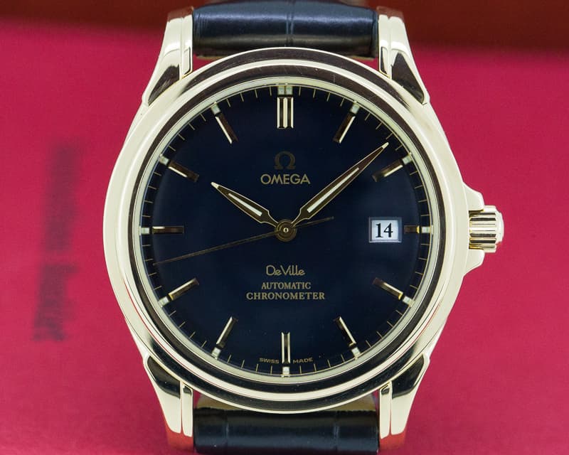 Omega De Ville Co-Axial 18K Yellow Gold Black Dial