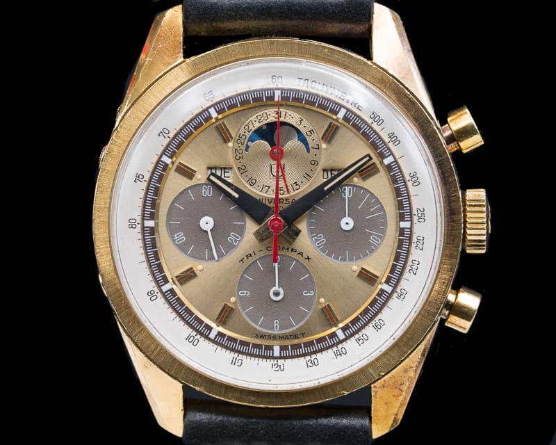 Universal Geneve Vintage Exotic Tri-Compax 18K Yellow Gold