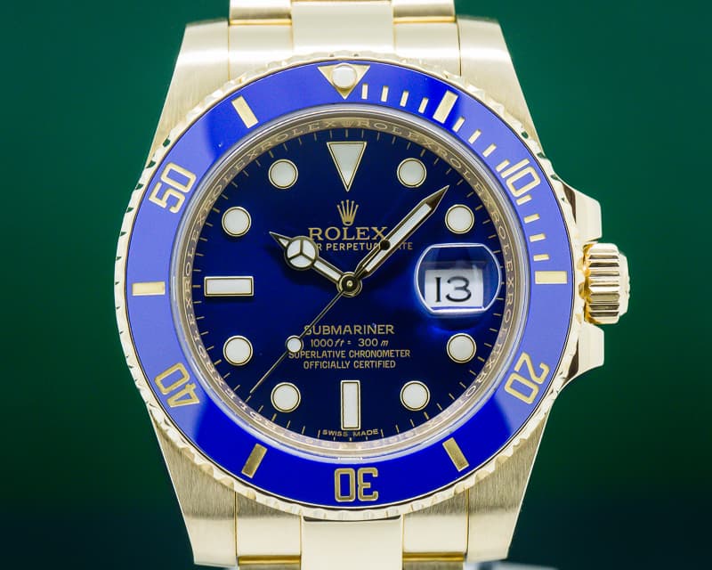 Rolex Submariner 18K Yellow Gold Blue Dial
