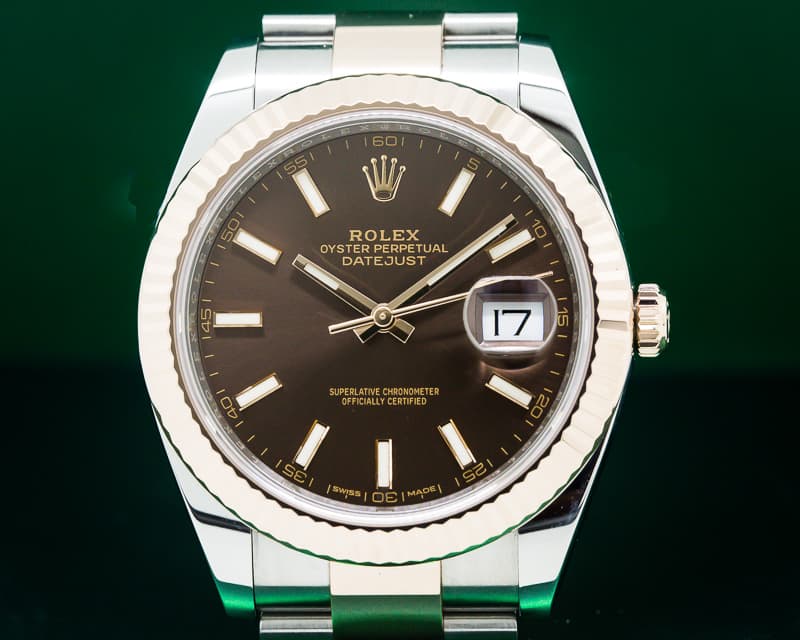 Rolex Datejust 41 Tobacco Brown Stick Dial 18K Rose / SS