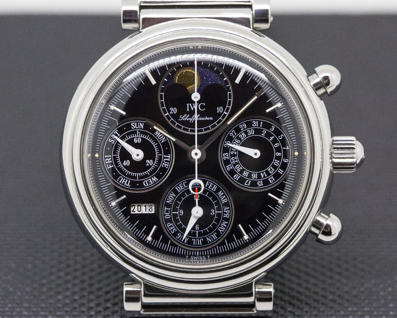 IWC Da Vinci Perpetual Chronograph Black SS / Alligator  