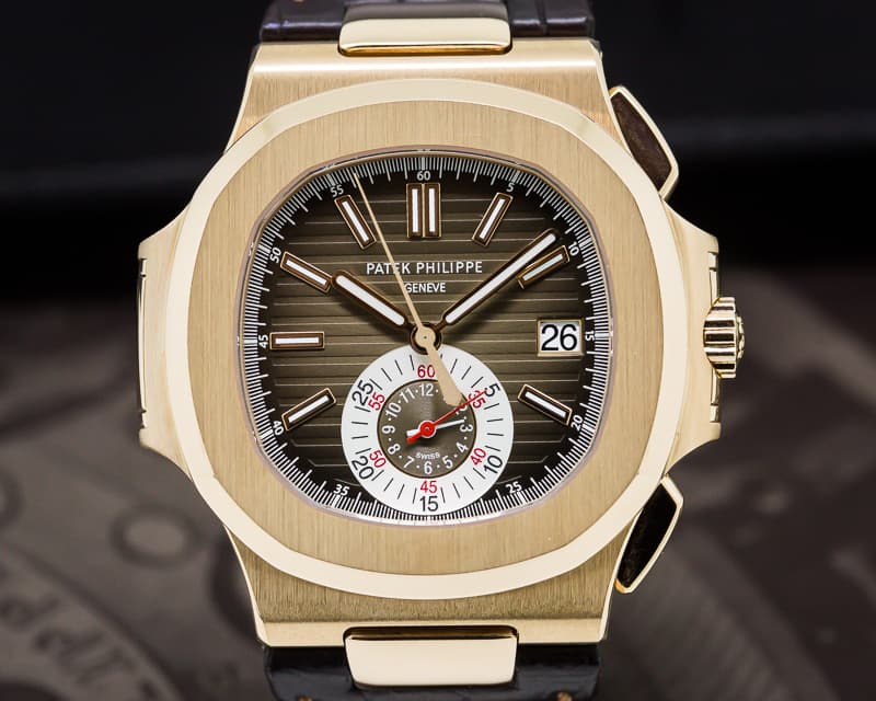 Patek Philippe Nautilus Chronograph 18K Rose Gold / Brown Alligator 