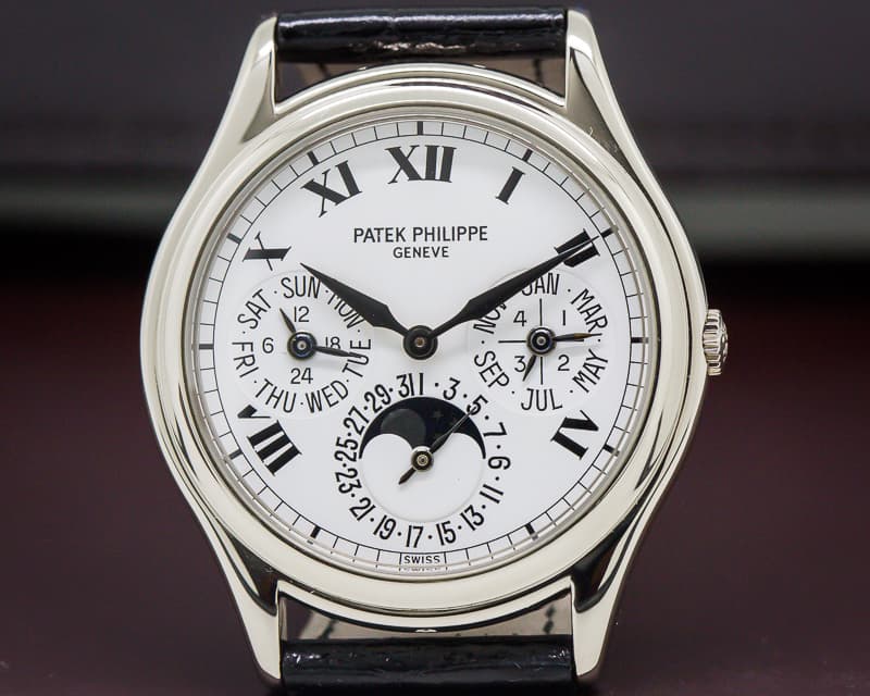 Patek Philippe Perpetual Calendar White Dial Roman 18K White Gold RARE
