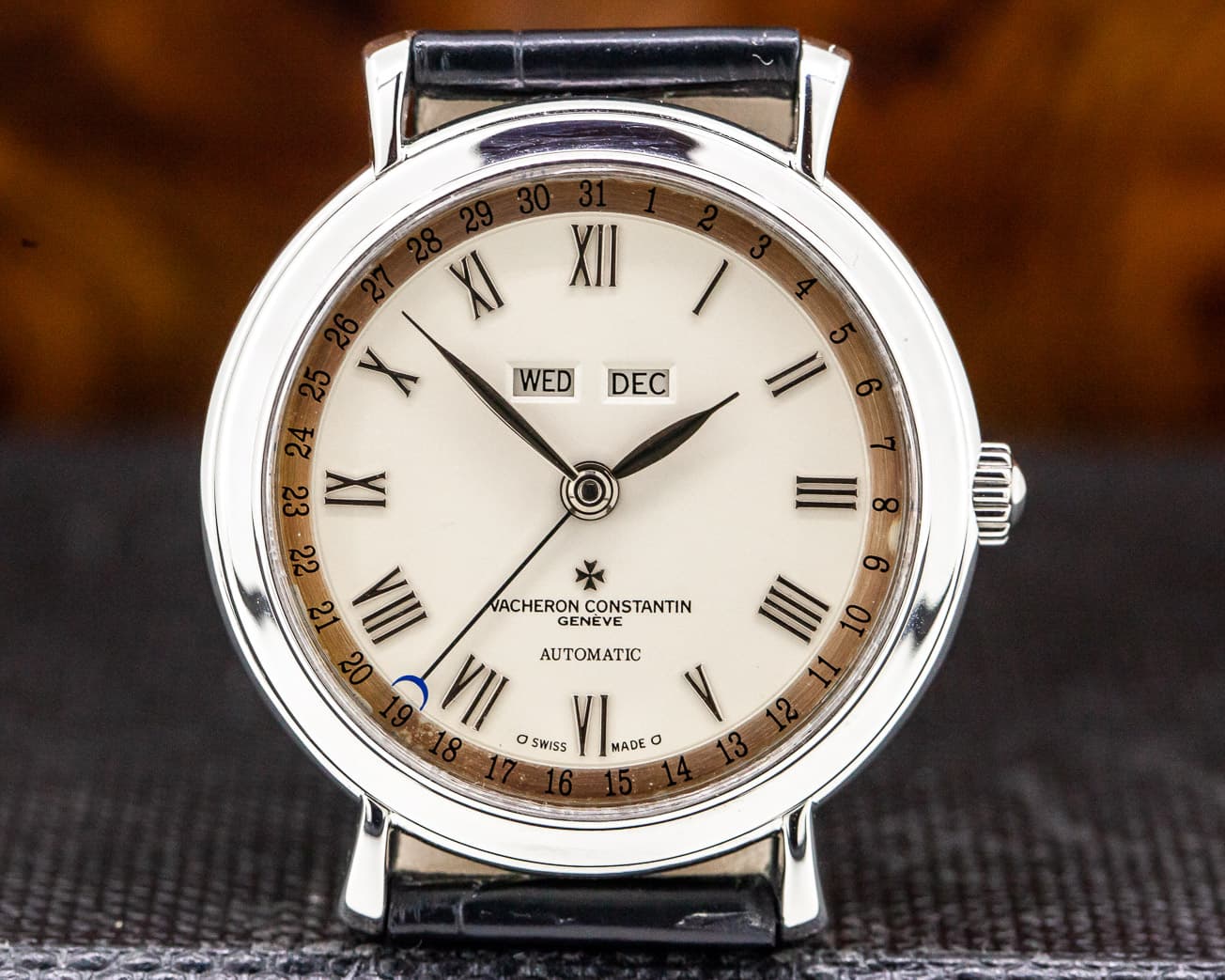 Vacheron Constantin Triple Date 18K White Gold / White Gold Tang Buckle PATINA
