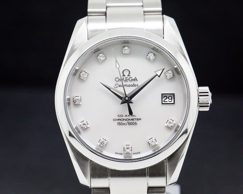 Omega Seamaster Aqua Terra Co-Axial Master Mother of Pearl Diamond Markers SS 