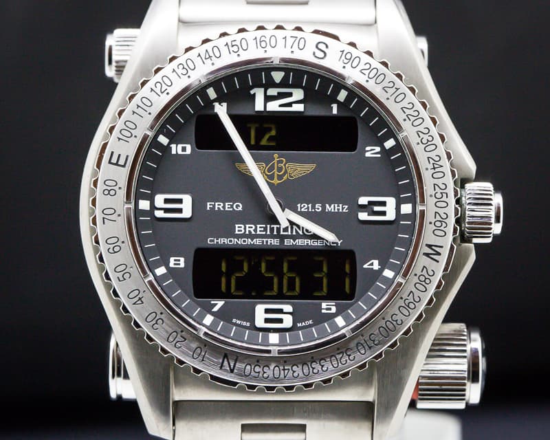 Breitling Emergency Black Dial SUPERQUARTZ Titanium FULL SET
