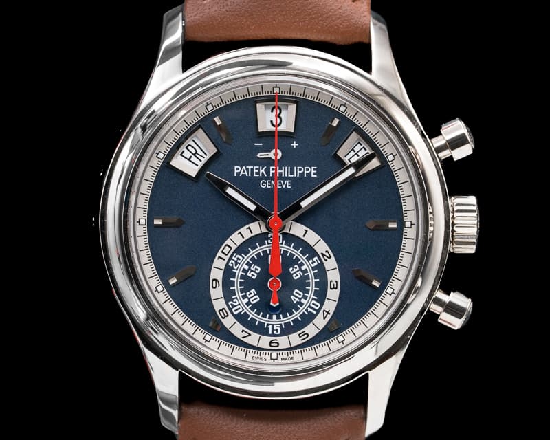 Patek Philippe Annual Calendar Chronograph White Gold Blue Dial 

