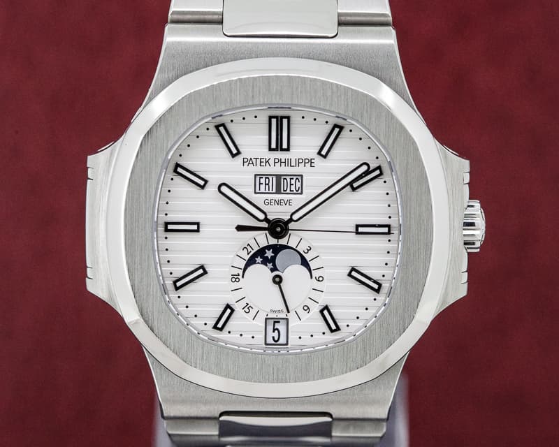 Patek Philippe Nautilus Annual Calendar Moon White Dial SS / SS