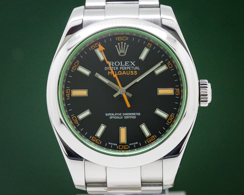 Rolex Milgauss SS Black Dial Green Crystal
