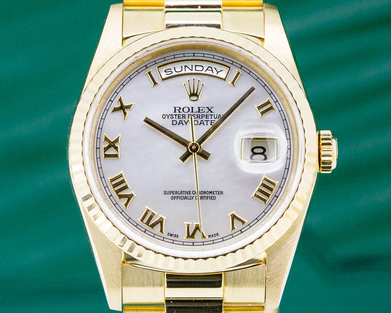Rolex Day Date President MOP Roman Dial 18K Yellow Gold