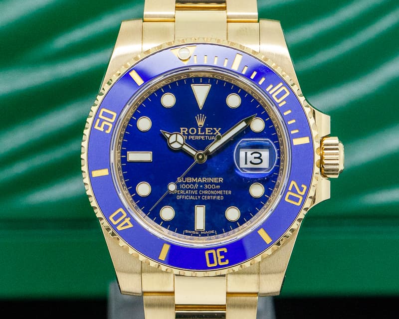 Rolex Submariner 18K Yellow Gold Blue Dial
