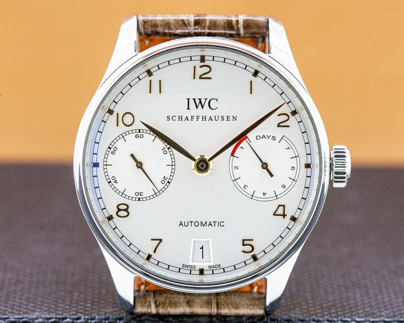 IWC Portuguese 7 Day Automatic SS Silver Dial Rose Numerals
