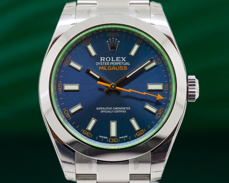 Rolex Milgauss Blue Dial Green Crystal UNWORN