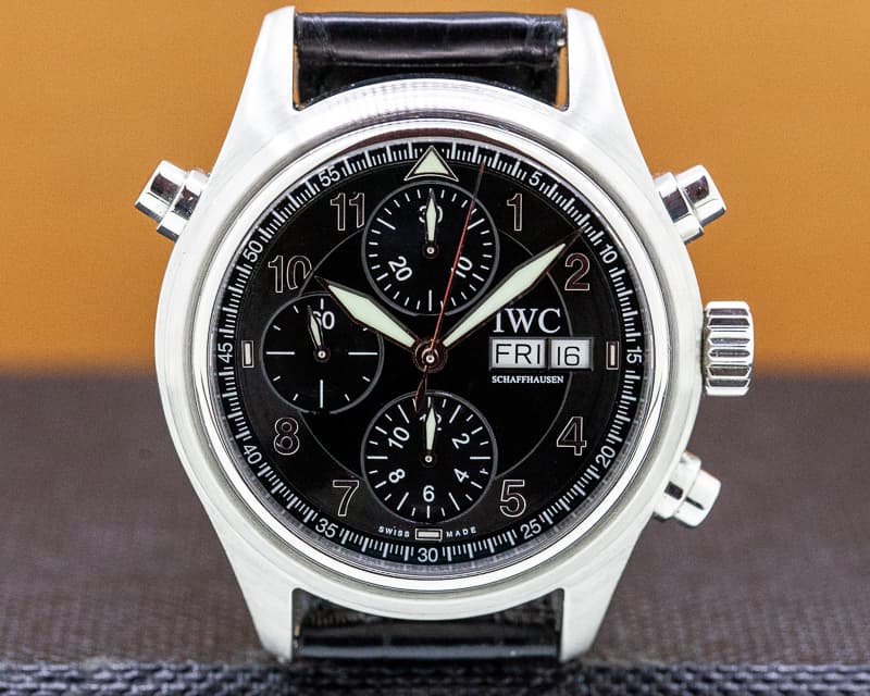 IWC Doppel Spitfire Black Dial SS 