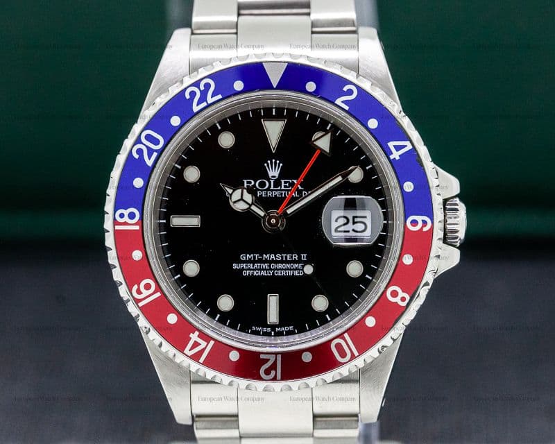 Rolex GMT Master II SS Red / Blue Pepsi Bezel FULL SET 