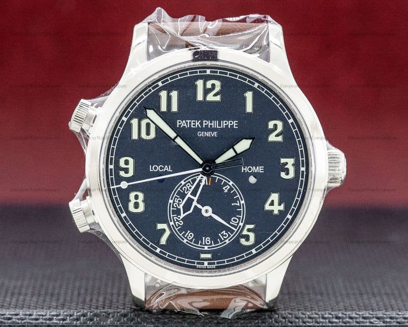 Patek Philippe Calatrava Pilot Travel Time 18k White Gold UNWORN