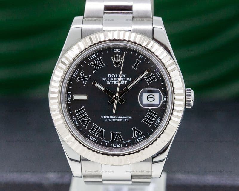 Rolex Datejust II Black Roman Dial SS  