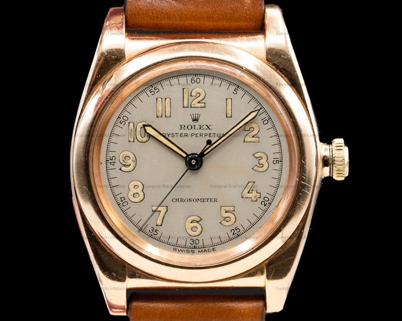 Rolex Oyster Perpetual Bubble Back 14K Rose Gold c. 1946 RADIUM