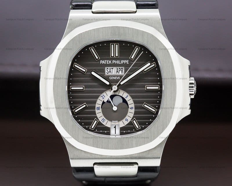 Patek Philippe Nautilus Annual Calendar Moon SS Grey Dial